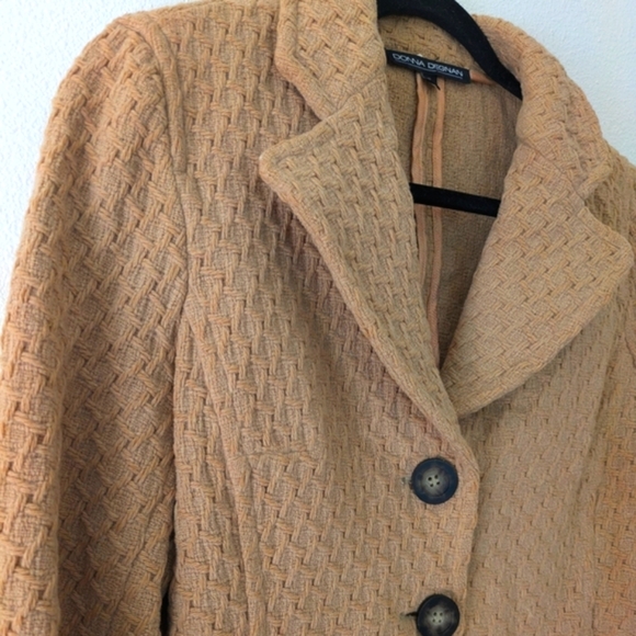 Donna Degnan Camel/Tan Basketweave Wool Blazer sz 10/M Business Casual Office - Picture 4 of 10